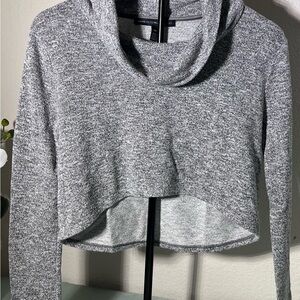 White House Black Market Cropped Cowl Neck Sweater Gray XS